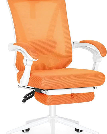 Misolant Ergonomic Office Chair with Footrest, Ergonomic Desk Chair with Adjustable 2D Lumbar Support, High Back Office Chair with Adjustable Headrest, Comfortable Office Chair Orange - LeafyLoom
