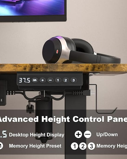 Electric Standing Desk Height Adjustable - 55 x 24 Inches Sit Stand up Desk & Memory Preset Ergonomic Rising Desks for Work, Home Office Workstation Gaming Rising Desk Study Table - LeafyLoom
