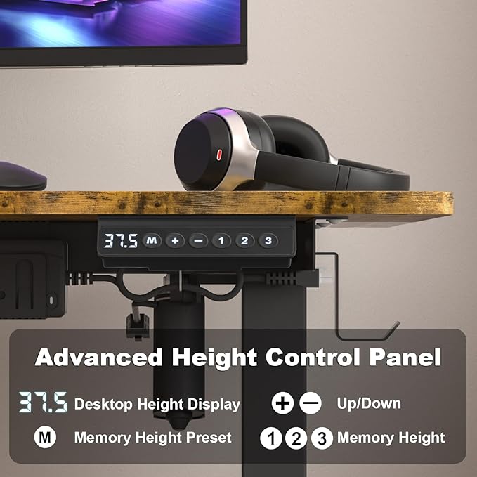 Electric Standing Desk Height Adjustable - 55 x 24 Inches Sit Stand up Desk & Memory Preset Ergonomic Rising Desks for Work, Home Office Workstation Gaming Rising Desk Study Table - LeafyLoom