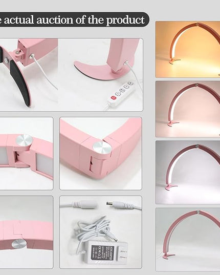 Yoidesu Half Moon Nail Desk Lamp, 27.5inch 3200K to 5600K Dimmable LED Lash Light 40W 320LED 2000LM Beauty Light for Skincare Eyebrows Nail Art Tattoo Facial Spa, Adjust Brightness - LeafyLoom