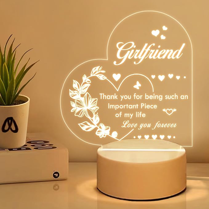 Girlfriend Gift, Birthday Gift for Girlfriend Night Light - Gift for Girlfriend Romantic, Anniversary Christmas Valentines Day Gifts for Girlfriend - LeafyLoom