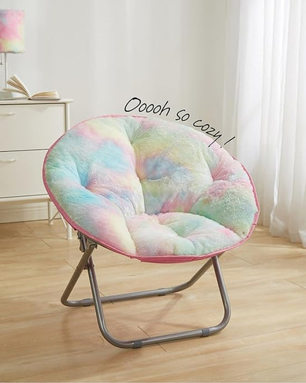 Heritage Kids Sorbet Dreams Rainbow Fur Saucer Chair, 23" Kids, Multi - LeafyLoom