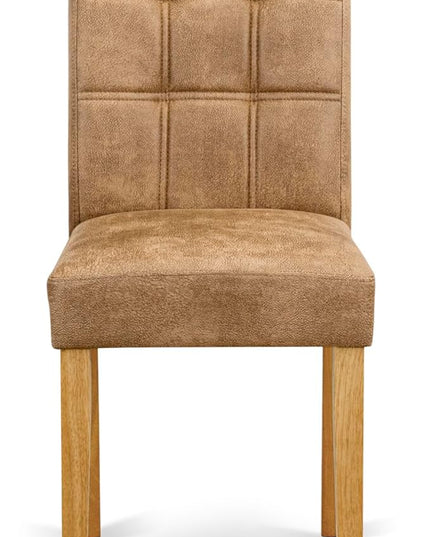 East West Furniture ANAS5-OAK-28 Antique 5 Piece Mid Century Dining Set Includes A Dinning Table and 4 Brown Textured Faux Leather Padded Chairs, Oak, 36x36 Inch - LeafyLoom