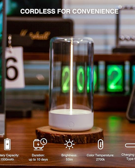 Mini Minimalist Table Lamp Cordless LED Desk Lamp Rechargeable Modern Night Lights Portable Nightstand Lamps Unique Ambient Light Mood Lighting for Bedroom, Beside, Nursery - LeafyLoom