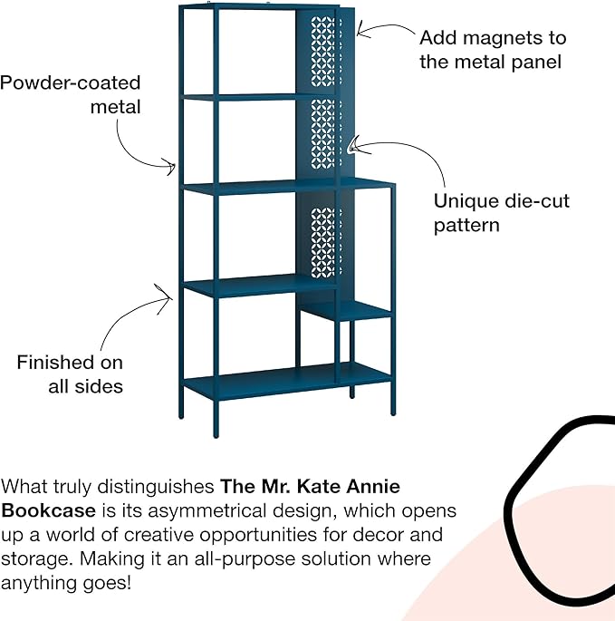 Mr. Kate Annie Metal Bookcase, Parchment - LeafyLoom