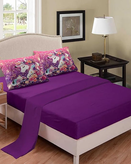 Tailor Shop Unicorn Bedding Twin Size 5 Pieces Unicorn Comforter Bed in a Bag for Girls/Kids Pink Comforter Set for Kids Girls Unicorn Sheets Room Decor… - LeafyLoom
