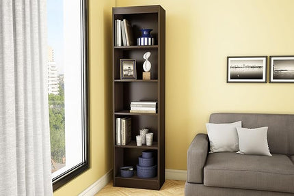 South Shore Axess 5-Shelf Narrow Bookcase, Chocolate - LeafyLoom
