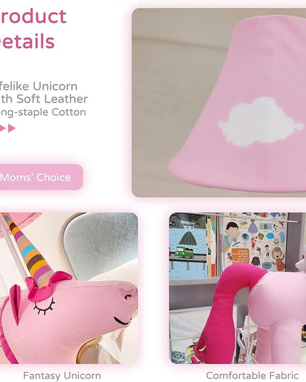 Floor Lamp, Pink Unicorn Design 51inch Tall Standing Lamp for Girl’s Bedroom, Hand-Stitched Toy Lamp Decorate Living Room, with an E26 LED Bulb - LeafyLoom