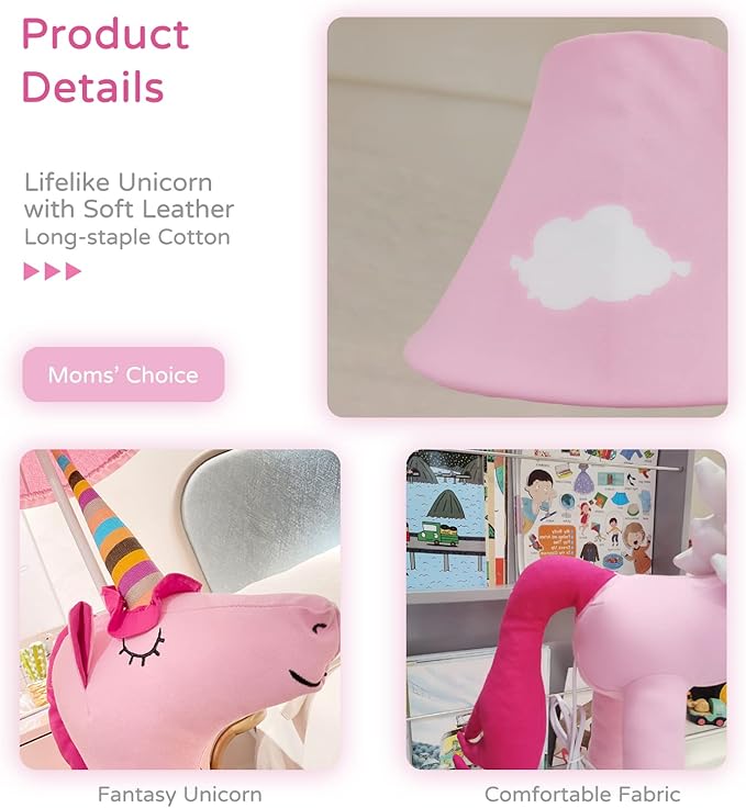 Floor Lamp, Pink Unicorn Design 51inch Tall Standing Lamp for Girl’s Bedroom, Hand-Stitched Toy Lamp Decorate Living Room, with an E26 LED Bulb - LeafyLoom