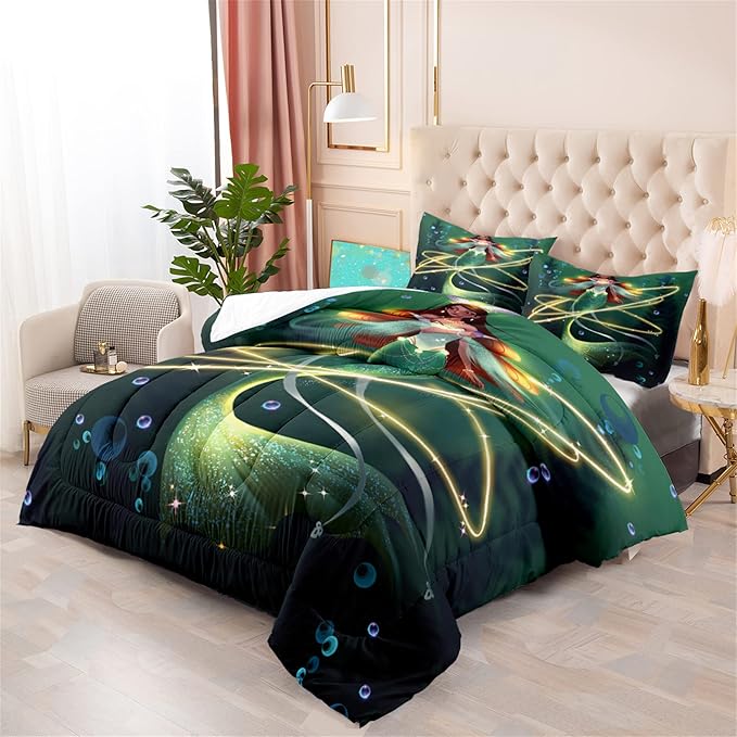 Mermaid Full Size Bedding Set Mermaid Bedding Full Bubble Mermaid Set for Girls Beautiful Mermaid Fairy Tale Bedding Set with 1 Comforter and 2 Pillowcases for Girls Bedroom Decor, Full Size - LeafyLoom
