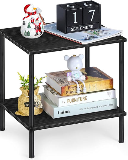 melos 2 Tier Bookshelf, Classically Tall Bookcase Shelf Storage Organizer, Modern Book Shelf for Bedroom, Living Room and Home Office, Black - LeafyLoom