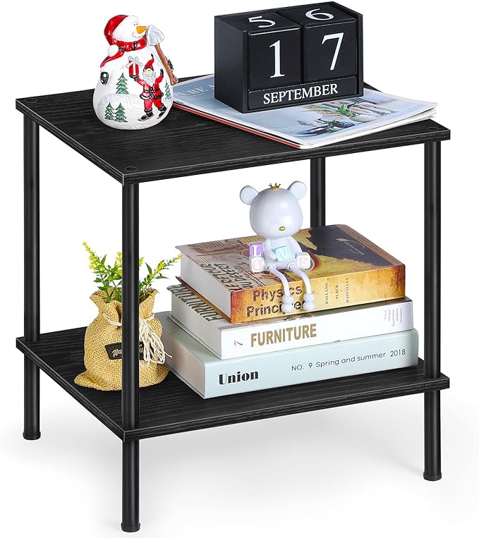 melos 2 Tier Bookshelf, Classically Tall Bookcase Shelf Storage Organizer, Modern Book Shelf for Bedroom, Living Room and Home Office, Black - LeafyLoom
