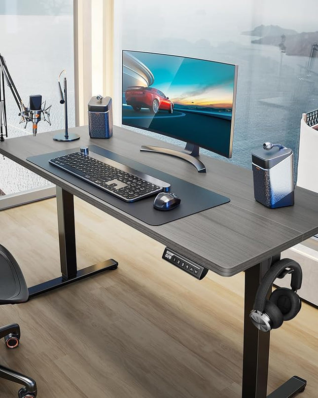ErGear Height Adjustable Electric Standing Desk, 40 x 24 Inches Sit Stand up Desk, Memory Computer Home Office Desk (Grey) - LeafyLoom