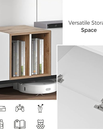 Modern Inch Stand with 3 Doors-Versatile Media Console Table, Large Storage Entertainment Center for Living Room, Bedroom Decor, Support 80" TV, White - LeafyLoom