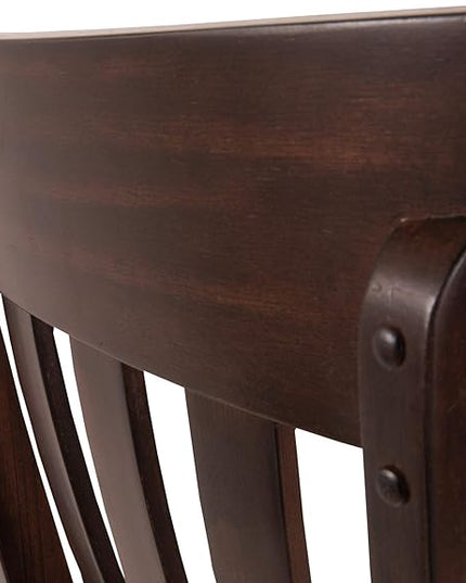 Signature Design by Ashley Haddigan Faux Leather Cushioned Rake Back Dining Chair, 2 Count, Dark Brown - LeafyLoom