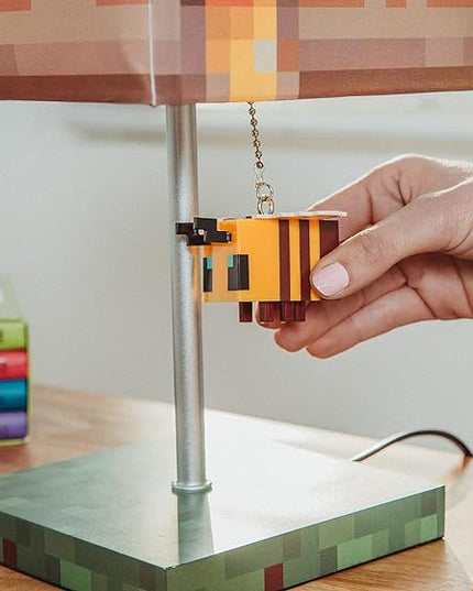 Minecraft Yellow Bee Nest Block Desk Lamp with 3D Bee Puller | Nightstand Table Lamp with LED Mood Light for Bedroom, Desk, Living Room, Playroom | Home Decor Kids Room Essentials | Video Game Gifts - LeafyLoom