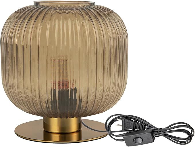 desk lamp, blue glass lampshade, modern glass desk lamp with plug-in style, medieval Bohemian style retro desk lamp, suitable for home decoration, bedroom, and office countertop - LeafyLoom
