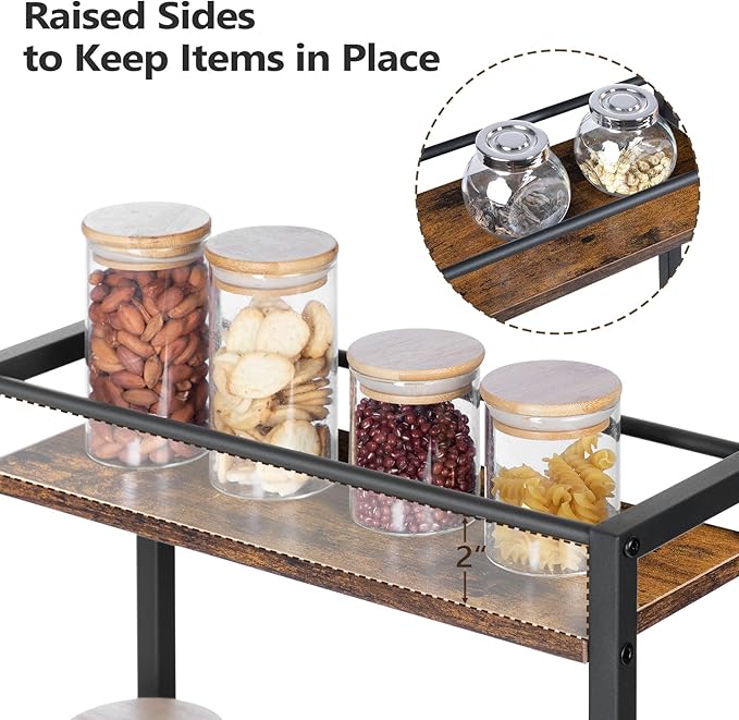 Slim Rolling Cart, Mobile Kitchen Cart on Wheels, Narrow Storage Cart for Small Space, Wooden Service Cart, for Bathroom, Laundry, Living Room, Rustic Brown RCHR1501Z - LeafyLoom