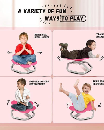 Petal Kids Swivel Chair, Seat and Spinning Chair, Body Coordination Training Chair, Rose Red Non Slip Sensory Toys 360° Spinning Chair for Autistic Kids Aged 3+, Improving Toddler's Physical Fitness - LeafyLoom