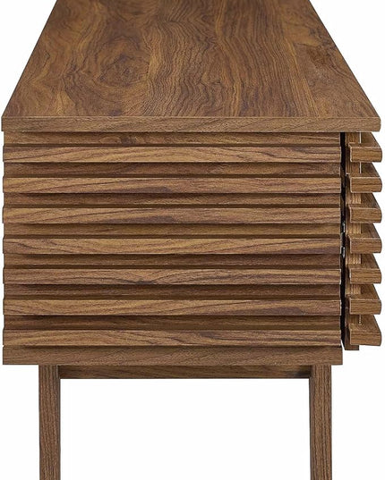Modway Render 60" Mid-Century Modern Low Profile TV Stand in Walnut, 60 Inch - LeafyLoom