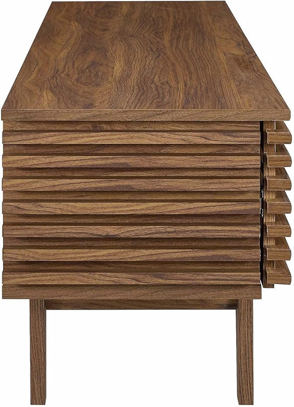 Modway Render 60" Mid-Century Modern Low Profile TV Stand in Walnut, 60 Inch - LeafyLoom