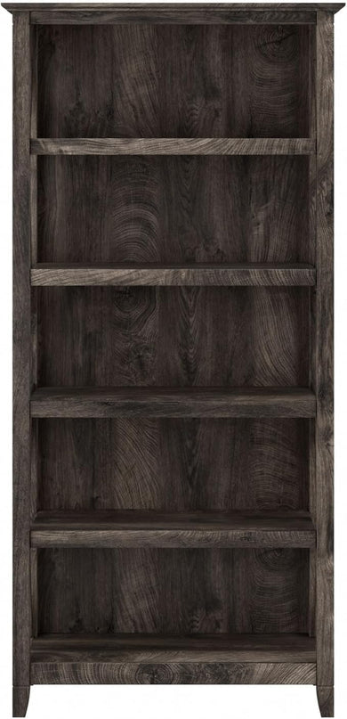 Bush Furniture Key West Tall 5 Shelf Bookcase in Dark Gray Hickory - LeafyLoom