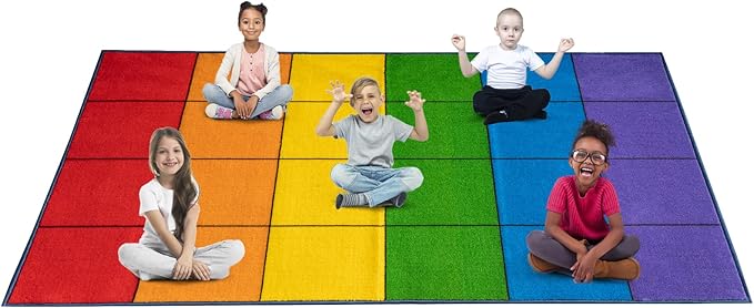 Booooom Jackson Classroom Rug Colorful Seating Classroom Carpet Elementary, Preshool Rug for School, Colorful Class Rug Classroom Area Rug Educational Rug (7'7" x 13', P008-ColorPalette-Plus) - LeafyLoom