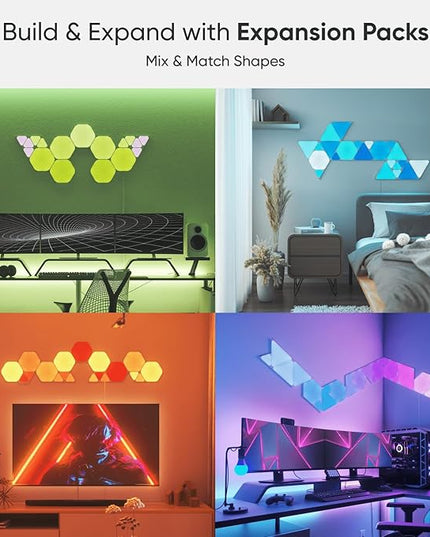 Nanoleaf Shapes WiFi and Thread Smart RGBW 16M+ Color LED Dimmable Gaming and Home Decor Wall Lights Smarter Kits Hexagons Smarter Kit (7 Pack) NANOLEAF