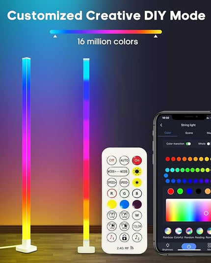 sympa RGB+IC Floor Lamp-63''Smart LED Corner Lamp with Alexa,Color Changing Standing Floor Lamp with 16 Million DIY Colors and Music Sync,Modern Floor Lamp for Living Room,Bedroom and Gaming Room - LeafyLoom