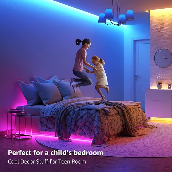 Lepro RGB LED Strip Lights, Christmas Decor, 16.4ft Flexible LED Light Strip, 5050 SMD LED, Color Changing Rope Light with Remote Controller and 24V Power Supply for TV Backlight, Home, Bedroom, Bar Lepro