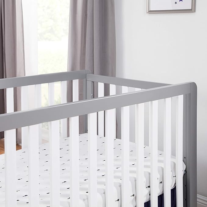 Carter's by DaVinci Colby 4-in-1 Low-Profile Convertible Crib in Grey and White, Greenguard Gold Certified - LeafyLoom