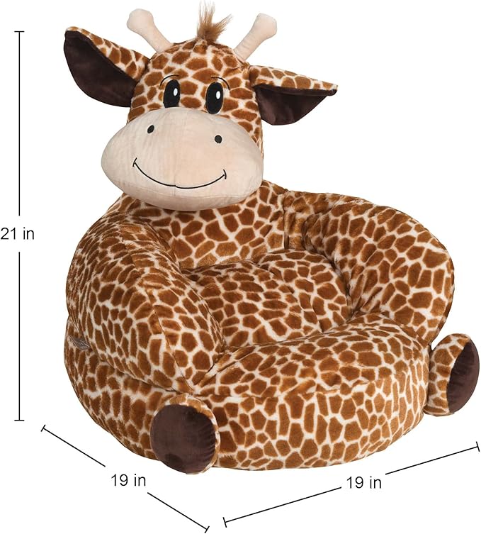 Trend Lab Giraffe Toddler Chair Plush Character Kids Chair Comfy Furniture Pillow Chair for Boys and Girls, 21 x 19 x 19 inches - LeafyLoom