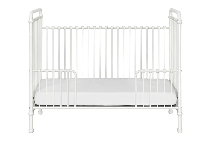 Namesake Abigail 3-in-1 Convertible Metal Crib in Washed White, Greenguard Gold Certified - LeafyLoom