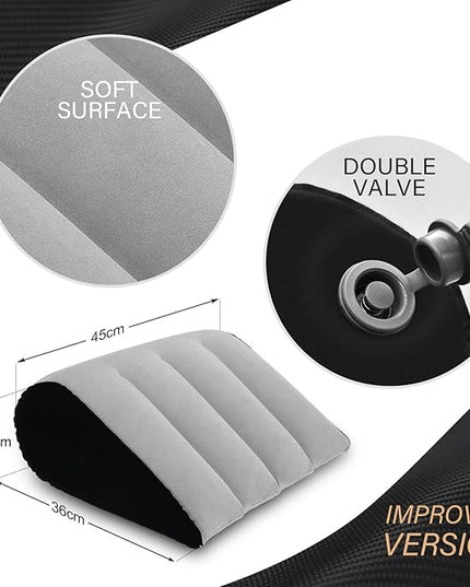 Wedge Pillow, Inflatable Travel Camping Pillow for Sleeping, Bed Wedges Pillow for Sleep Apnea Back Pain Acid Reflux Knee Relief, Portable Body Positioners for Leg Elevation(Gray) - LeafyLoom