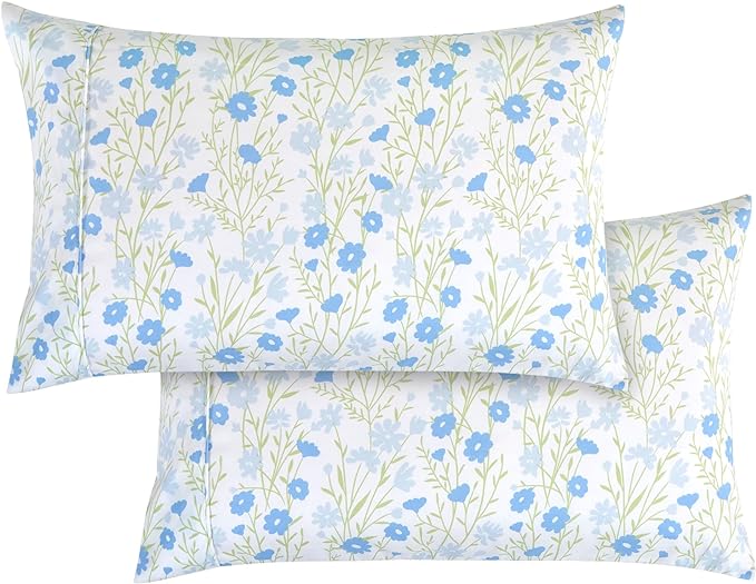 Elegant Comfort Softest and Coziest 6-Piece Sheet Set - 1500 Premium Hotel Quality Microfiber - Deep Pocket, Wrinkle Resistant 6-Piece Floral Bed Sheet Set, Full, Laurel Blue - LeafyLoom