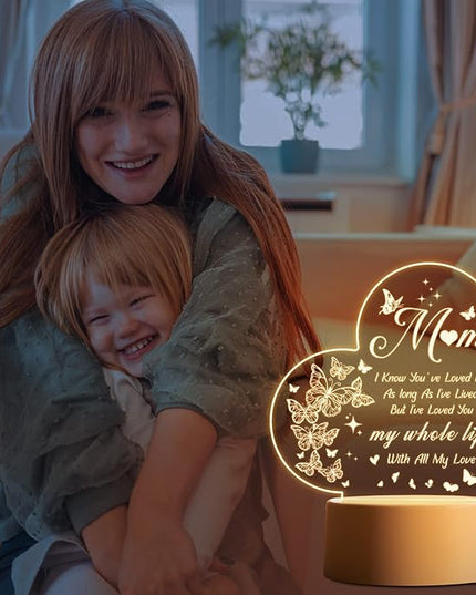 Mothers Day Gifts, Gifts for Mom, Birthday Gifts for Mom from Daughter Son, Best Mom Ever Gifts for Thanksgiving, Christmas, Engraved Night Light Gifts for Mom Who Has Everything, Bonus Mom, Stepmom - LeafyLoom