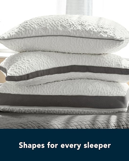 Sleep Number ComfortFit Bed Pillow Classic (Standard) - for Back & Stomach Sleepers - Memory Foam & Down Alternative, Hotel Quality - LeafyLoom
