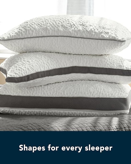 Sleep Number ComfortFit Bed Pillow Ultimate (Standard) - for All Sleep Positions w/Removable Inserts - Memory Foam & Down Alternative, Hotel Quality - LeafyLoom
