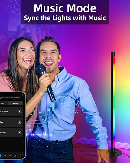 Corner Floor Lamp Smart RGB Color Changing Corner Lamp, Modern LED Bedside Lamps with Wi-Fi App Control, 64+ Scene, DIY Modes, Music Sync, Standing Lamp Suitable for Bedroom, Living Room - LeafyLoom
