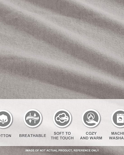 Comfort Spaces Cotton Flannel Breathable Warm Deep Pocket Sheets with Pillow Case Bedding, King, Grey Solid 4 Piece - LeafyLoom