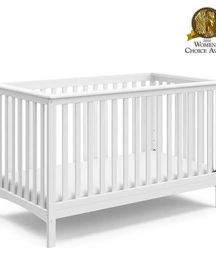 Storkcraft Hillcrest 4-in-1 Convertible Crib (White) - Converts to Daybed, Toddler Bed, and Full-Size Bed, Fits Standard Full-Size Crib Mattress, Adjustable Mattress Support Base - LeafyLoom