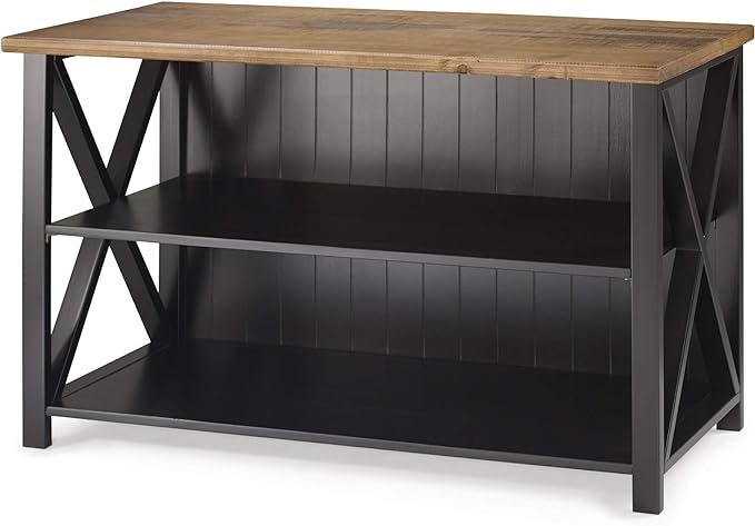 Walker Edison 2 Tier Modern Farmhouse Wood Bookcase Bookshelf Storage Home Office Storage Cabinet, 52 Inch, Black - LeafyLoom