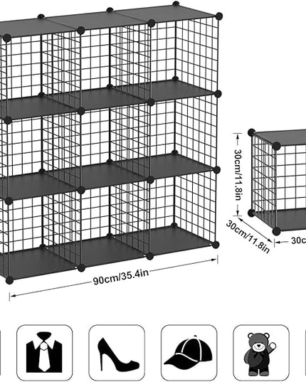 TUMUCUTE Wire Cube Storage Organizer, 9-Cube Metal Storage Shelves Bookshelf, Stackable Modular Closet Organizer for Bedroom Living Room, Office, Storage Shelves - LeafyLoom
