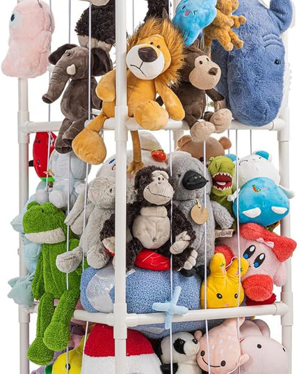 Stuffed Animal Zoo Storage, Extra Large Stuffed Animal Holder with Dust Cloth and Universal Wheels, Toy Storage Organizer, Plush Storage Organizer Shelf for Birthday Gift, Nursery Play Room Bedroom - LeafyLoom