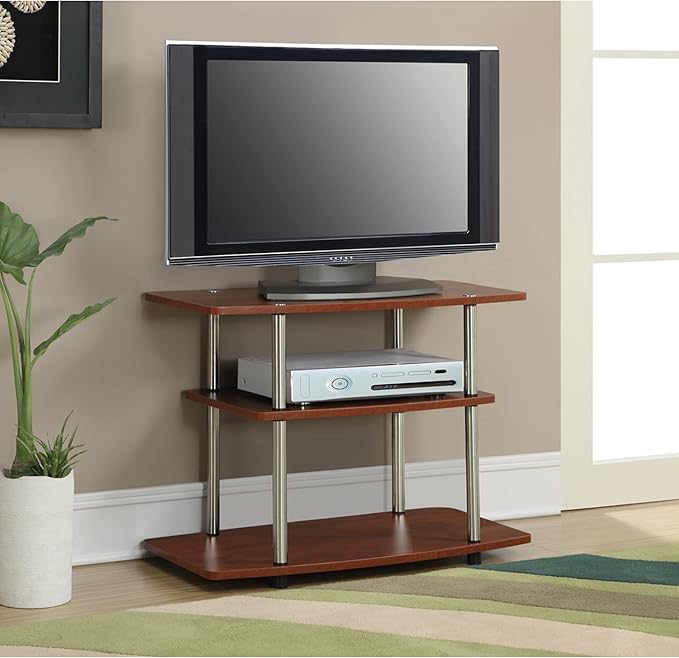 Convenience Concepts Designs2Go No Tools 37 inch 3 Tier TV Stand, Cherry - LeafyLoom