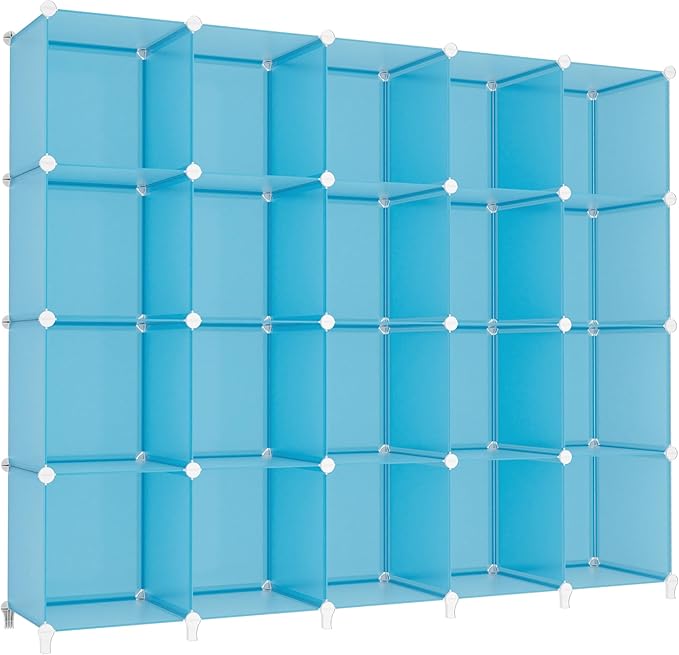 HOMIDEC 20-Cube Storage Organizer, Closet Organizer Storage Shelf Bookcase Bookshelf with Metal Hammer, Storage Cubes Organizer Cabinet for Kids, Closet, Bedroom, Bathroom - LeafyLoom