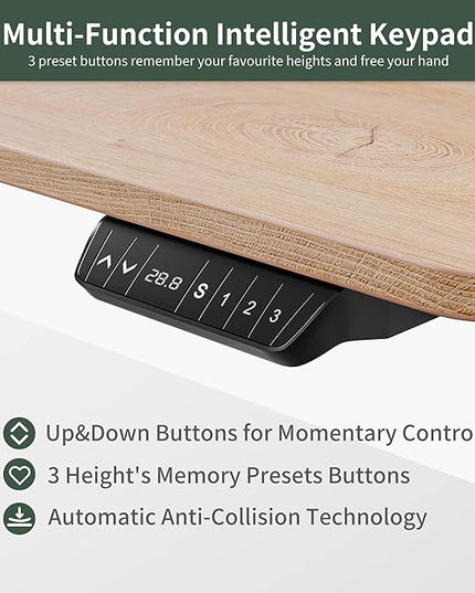 FEZIBO Electric Standing Desk, 55 x 24 Inches Height Adjustable Stand up Desk, Sit Stand Home Office Desk, Computer Desk, Maple - LeafyLoom