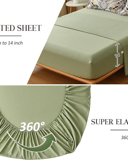 Yiran Sage Green Paisley Comforter Set King 7 Pieces Bed in a Bag Boho Comforter Lightweight Microfiber Bedding Set (1 Comforter, 1 Flat Sheet, 1 Fitted Sheet, 2 Pillowcases, 2 Pillow Shams) - LeafyLoom