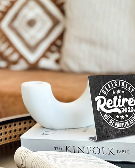 Officially Retired Office Desk Decor, Retirement Gifts For Women, Men, Coworker, Decoration On Shelf Table Desk for Living Room Office Bedroom Retired Teacher Nurse or Social Worker Gift dksg4 - LeafyLoom