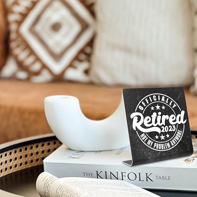 Officially Retired Office Desk Decor, Retirement Gifts For Women, Men, Coworker, Decoration On Shelf Table Desk for Living Room Office Bedroom Retired Teacher Nurse or Social Worker Gift dksg4 - LeafyLoom